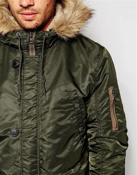 Lyst Selected Elected Homme Snorkel Parka With Faux Fur Hood In