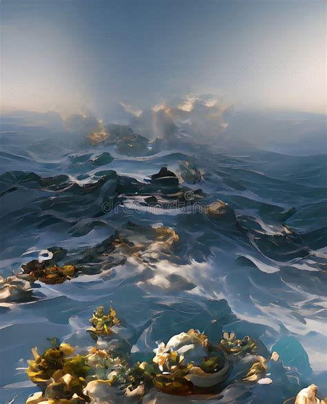 Stormy Sea Abstract Digital Art Stock Illustration Illustration Of