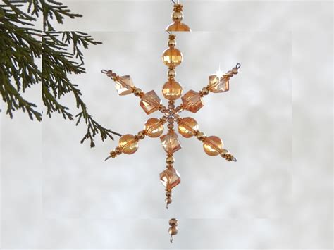 Golden Crystal Snowflake Christmas Ornament S60 Etsy In 2021