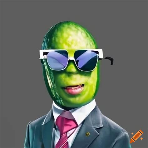 Cucumber Wearing A Suit And Sunglasses