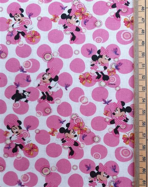 Disney Minnie Mouse Character Fabric Uk 100 Cotton Material Etsy