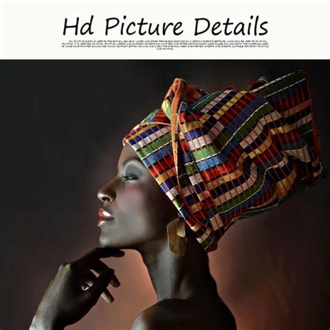 African Nude Woman Indian Headband Portrait Canvas Black Wall Etsy