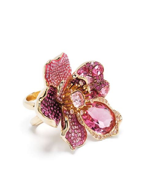 Swarovski Crystal Embellished Flower Ring Farfetch