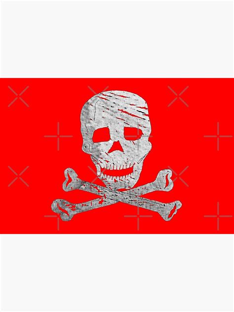 Authentic Pirate Flag Red Skull And Crossbones Sticker For Sale