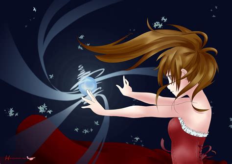 Anime Manga Girl Magician Magic Wind