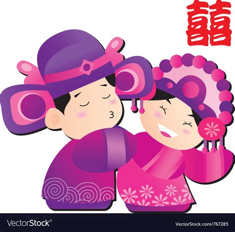 chinese wedding cartoon royalty free vector image