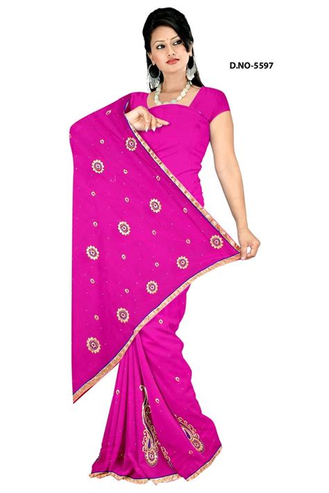 Chiffon Embroidery Saree With Blouse Piece At Rs 599 In Surat Id 9428597712