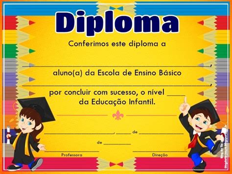 Diplomas Prontos E Fundos Editáveis Para Formatura Infantil 3