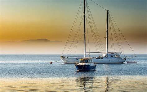 X Px P Free Download White Sailboat White Yacht Sunset Evening Seascape