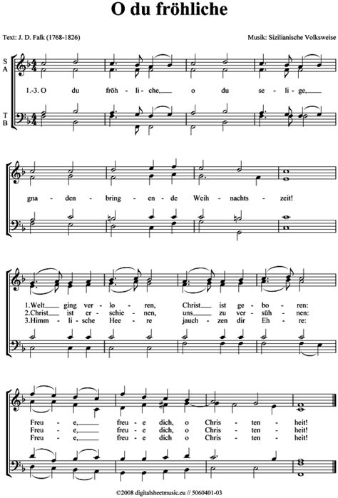 Präsentiert neue klaviernoten von claudia rojahn weihnachtslieder (überblick der von claudia rojahn aufgeschriebenen weihnachtslieder) 11 o du fröhliche (version 1 und 2) pdf. O du fröhliche (Gemischter Chor) Weihnachtslied