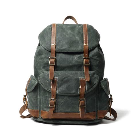 Personalized Waxed Canvas Backpack Large Travel Backpack Laptop Backpa Lisabag