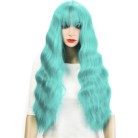 Kinky Curly Green Blue Pink Cosplay Wigs Women Long Synthetic Hair Costume For Halloween Wtb