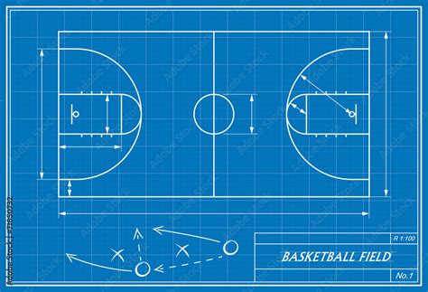 Basketball Court On Blueprint Stock Vector Adobe Stock