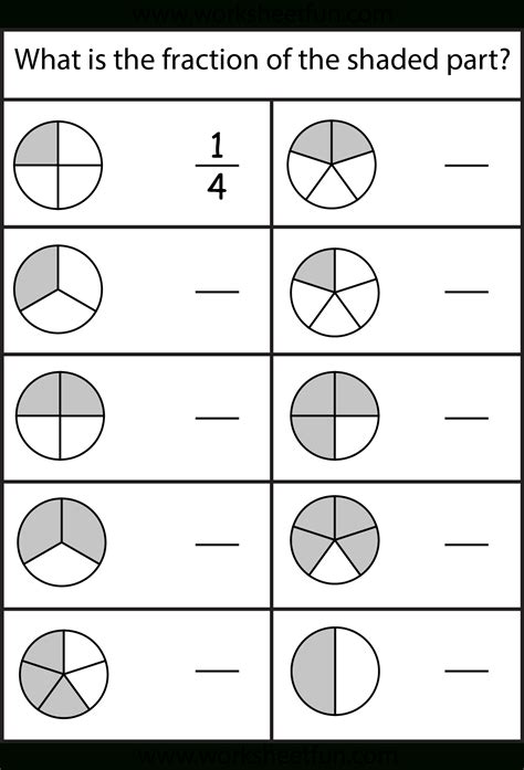 Free Printable First Grade Fraction Worksheets
