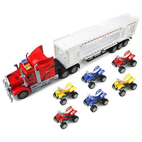 Best Power Transporter Trailer Childrens Friction Toy Semi Truck Ready