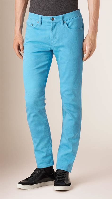 Burberry Slim Fit Stretch Japanese Denim Jeans Sky Blue In Blue For Men