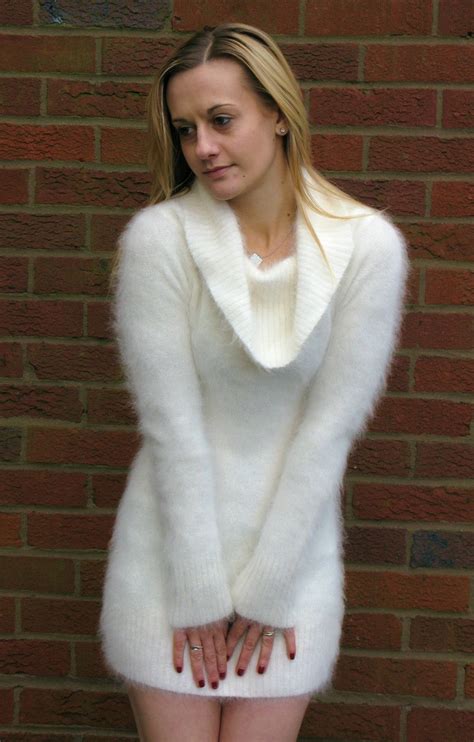 white angora fuzzy sweater dress angora sweater dress tight sweater fluffy sweater loose knit