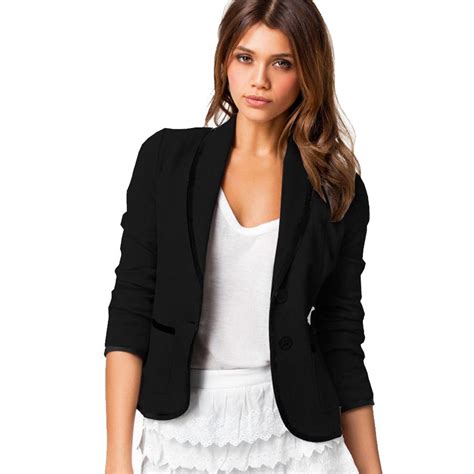 2017 Fashion Black Blazer Casual Women Suit Jacket Slim Design Formal