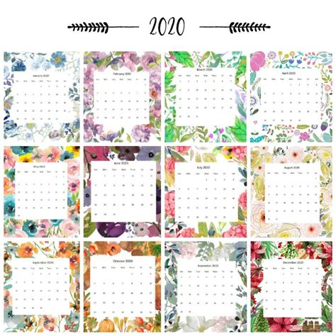 2020 Watercolor Printable Calendars By Month For Free Hearth And Vine