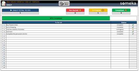 Daily Weekly Monthly Task List Excel Template To Do List