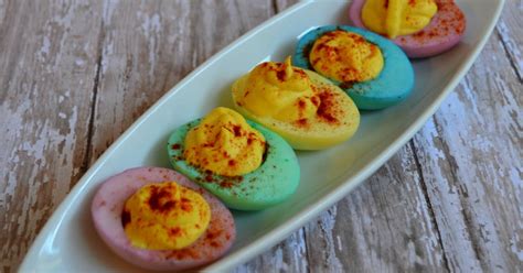 A Mommys Lifewith A Touch Of Yellow Colored Deviled Eggs Recipe