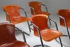 Willy Rizzo - Willy Rizzo tan leather chairs for Cidue - 1970s
