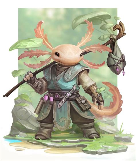 Artstation Axolotl Adventurer Yasen Stoilov Mythical Creatures Art