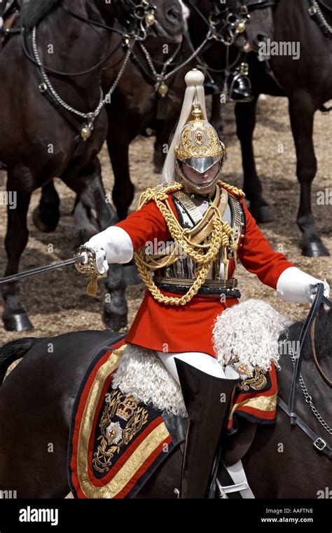 Life Guards Household Cavalry Officer Riding On Horseback At Her