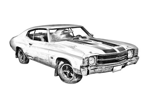 1971 Chevrolet Chevelle Ss Illustration Greeting Card For Sale By Keith