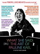 What She Said: The Art of Pauline Kael [DVD] [2018] - Best Buy