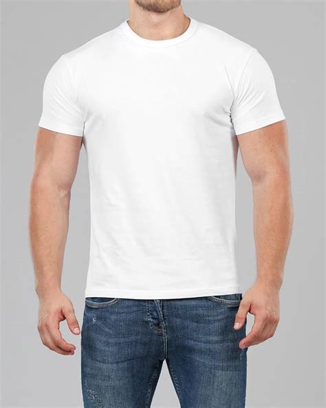 Men S White Crew Neck Fitted Plain T Shirt Muscle Fit Basics