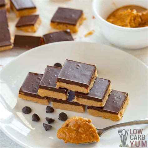 No Bake Keto Chocolate Peanut Butter Bars Low Carb Yum