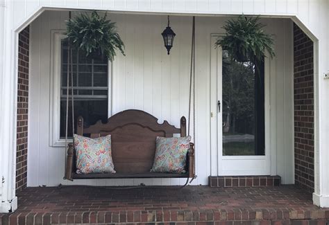 Swing Made From A Full Sized Headboard And Footboard Porch Swing Porch Swing Porch Swing Bed