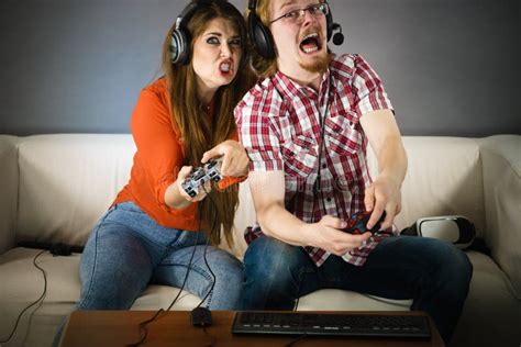 Gamer Couple Playing Games Stock Image Image Of Person 120688393