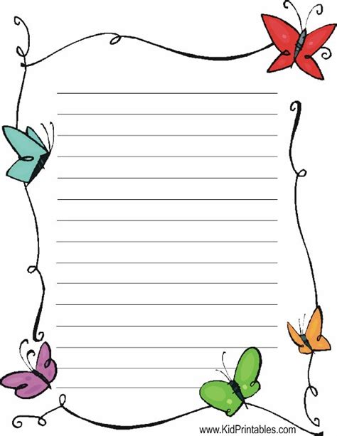 Free smiley face border templates including printable border paper and clip art versions. 5 Best Images of Free Butterfly Printable Stationary - Free Printable Border Lined Writing Paper ...