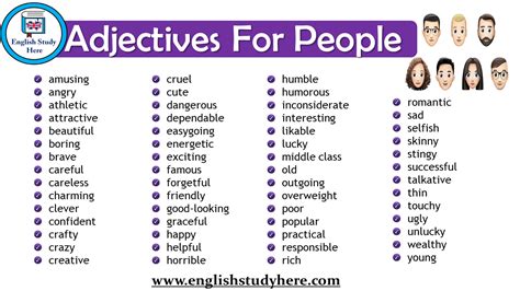 Every describing word has meaning. Adjectives For People - English Vocabulary - English Study ...