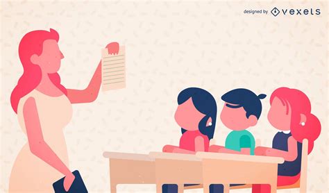 Teacher And School Kids Illustration Vector Download