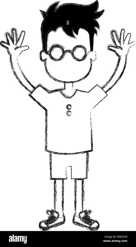 Happy Little Boy Character Vector Illustration Design Stock Vector