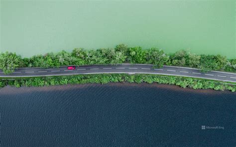 Aerial Of The A82 Crossing Loch Dochfour Highlands Bing Wallpapers