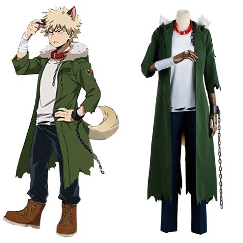 My Boku No Hero Academia Cosplay Costume Katsuki Bakugou Adult Green