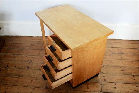Modernist Plywood Birch Desk With Black Handles And Plinth Sold Art