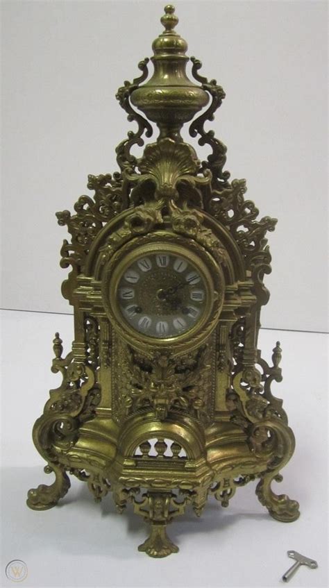 Vtg Brass Imperial Mantel Clock Italy Fhs Franz Hermle Movement Germany
