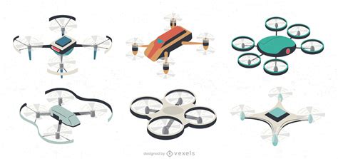 Uav Drone Illustration Set Vector Download