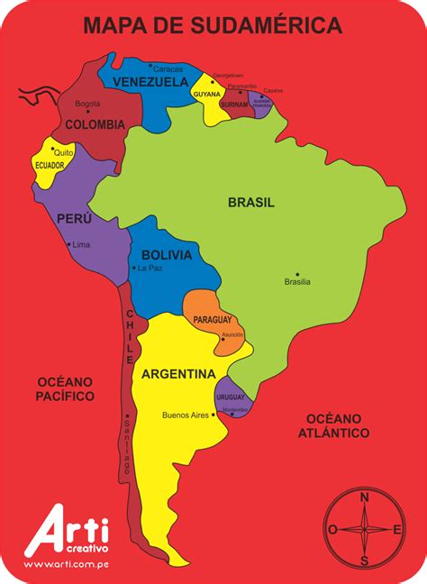 Mapa De Sudamérica Arti Creativo