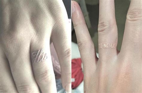 Wedding ring tattoos have become a popular wedding trend. Give Up Your Engagement Ring For Wedding Ring Tattoos