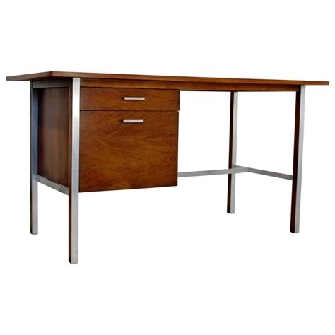 Mid century modern desk sligh lowry cane front walnut 6 drawer danish nm. Mid-Century Modern Paul McCobb for Calvin Walnut Wood Desk ...