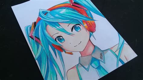 Drawing Hatsune Miku Vocaloid Speed Drawing Youtube