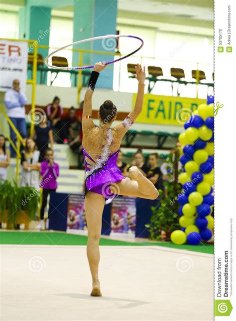Athlete Performing Her Hoop Routine Editorial Image Image Of Female Feet 53705170