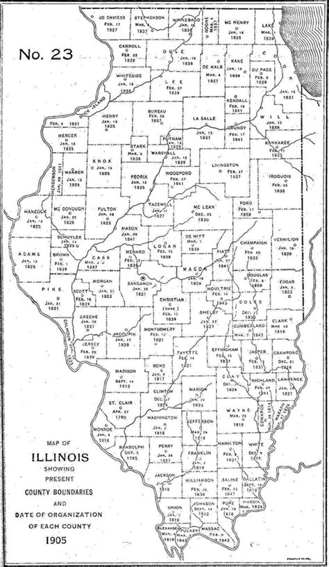 1905 Illinois County Formation Map