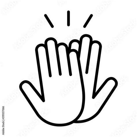 High Five Or High 5 Hand Gesture Line Art Vector Icon For Apps And